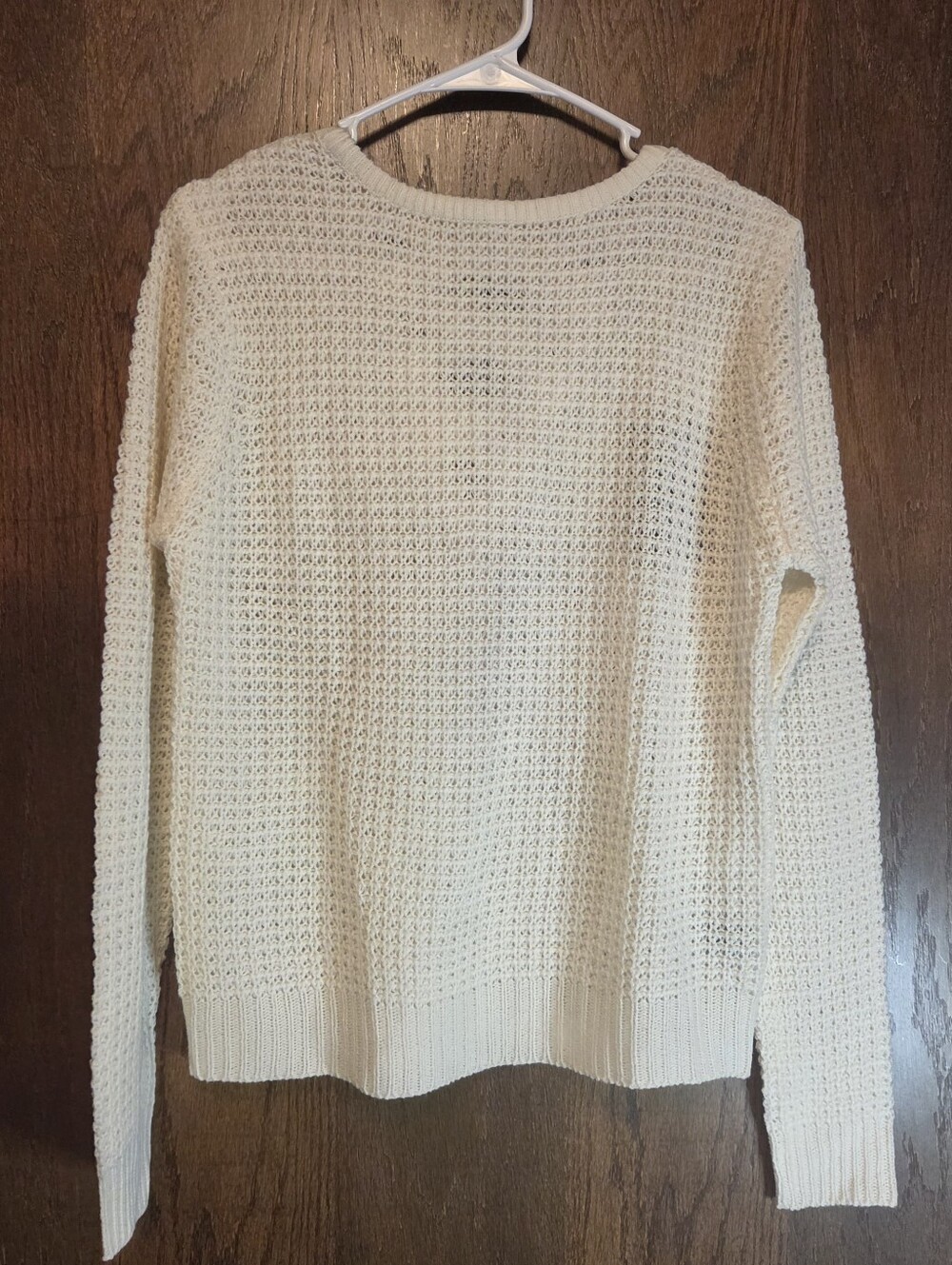 Fashion Nova Cream Open-Knit Crew Neck Sweater